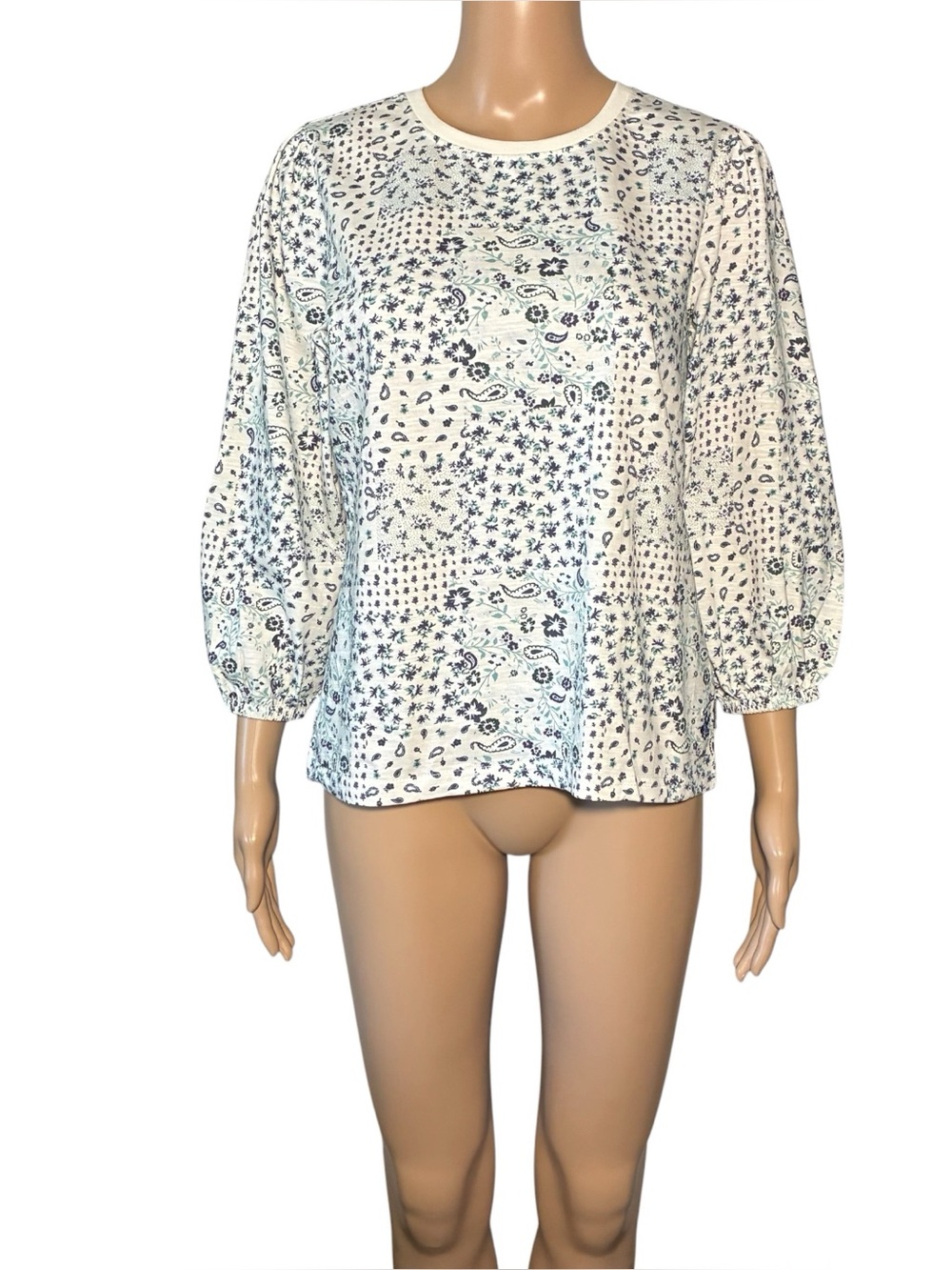 Beverly Hills Polo Club Women's Blouse Size M Floral Sports Fit Cotton Blend